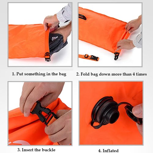 Swim Buoy Dry Bag Swim Safety Float Keep Gear Dry Swim Buoy Float for Open Water, Boating Kayaking Fishing Rafting Swimming Training and Camping