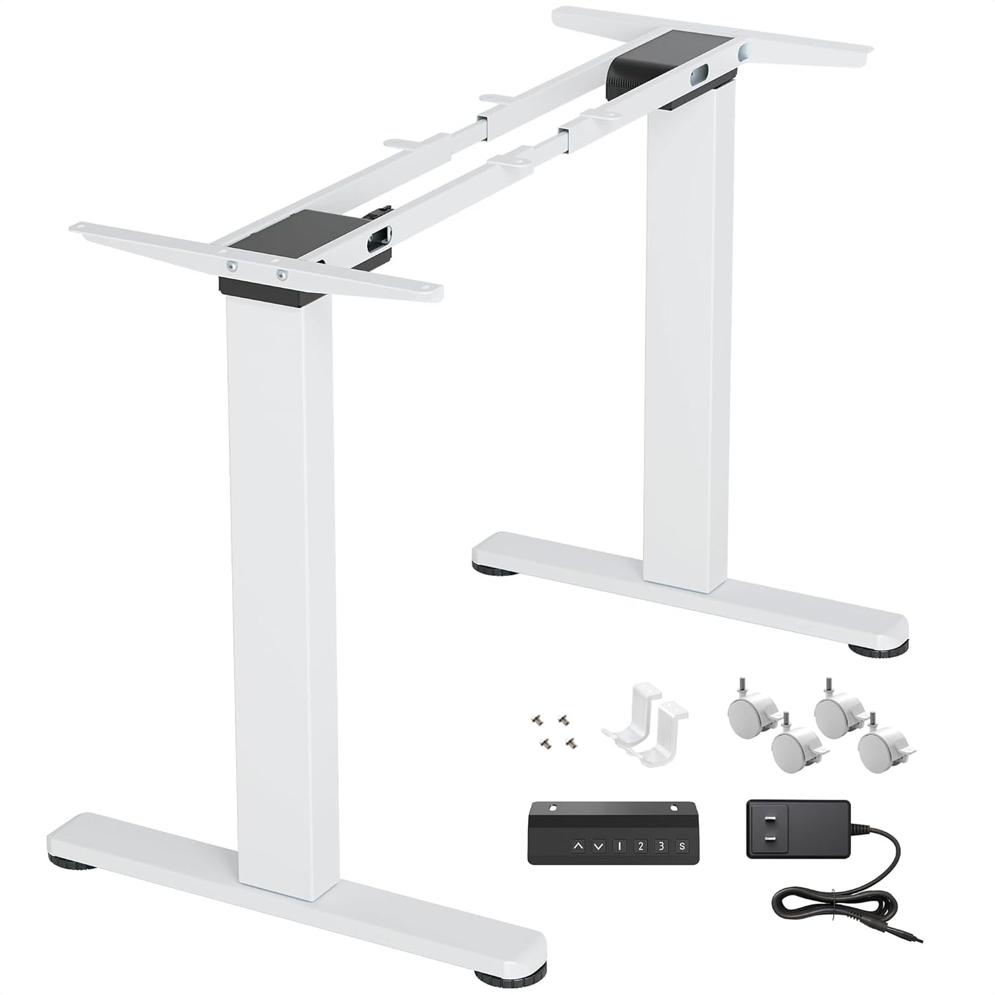 Claiks Standing Desk Frame, Electric Stand Up Desk Legs Frame Workstation Up to 63",T-Shaped Adjustable Standing Computer Desk for Home and Office, (Black Frame only)