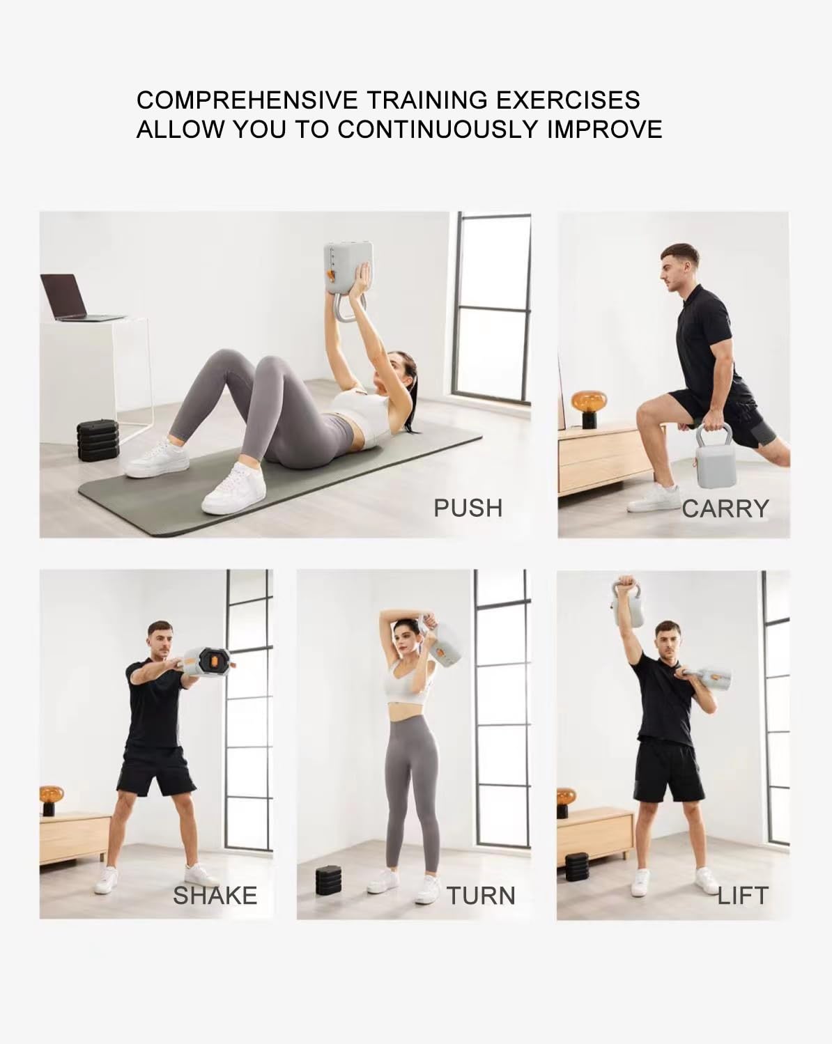 Adjustable Kettlebell Set，6-in-1 Quick Weight Change 8.5-40lb, Kettle Grip，Space-Saving Design for Home Gym Combo, Suitable for Strength Training