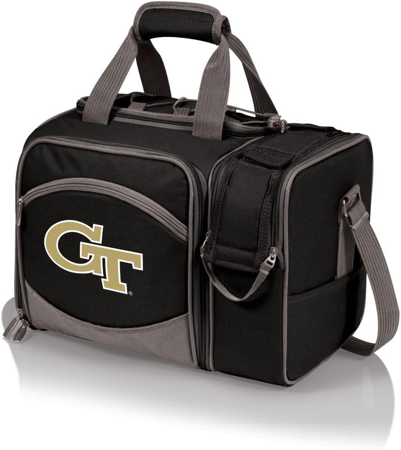 NCAA Malibu Cooler Picnic Basket - Insulated Tote with Complete Picnic Set
