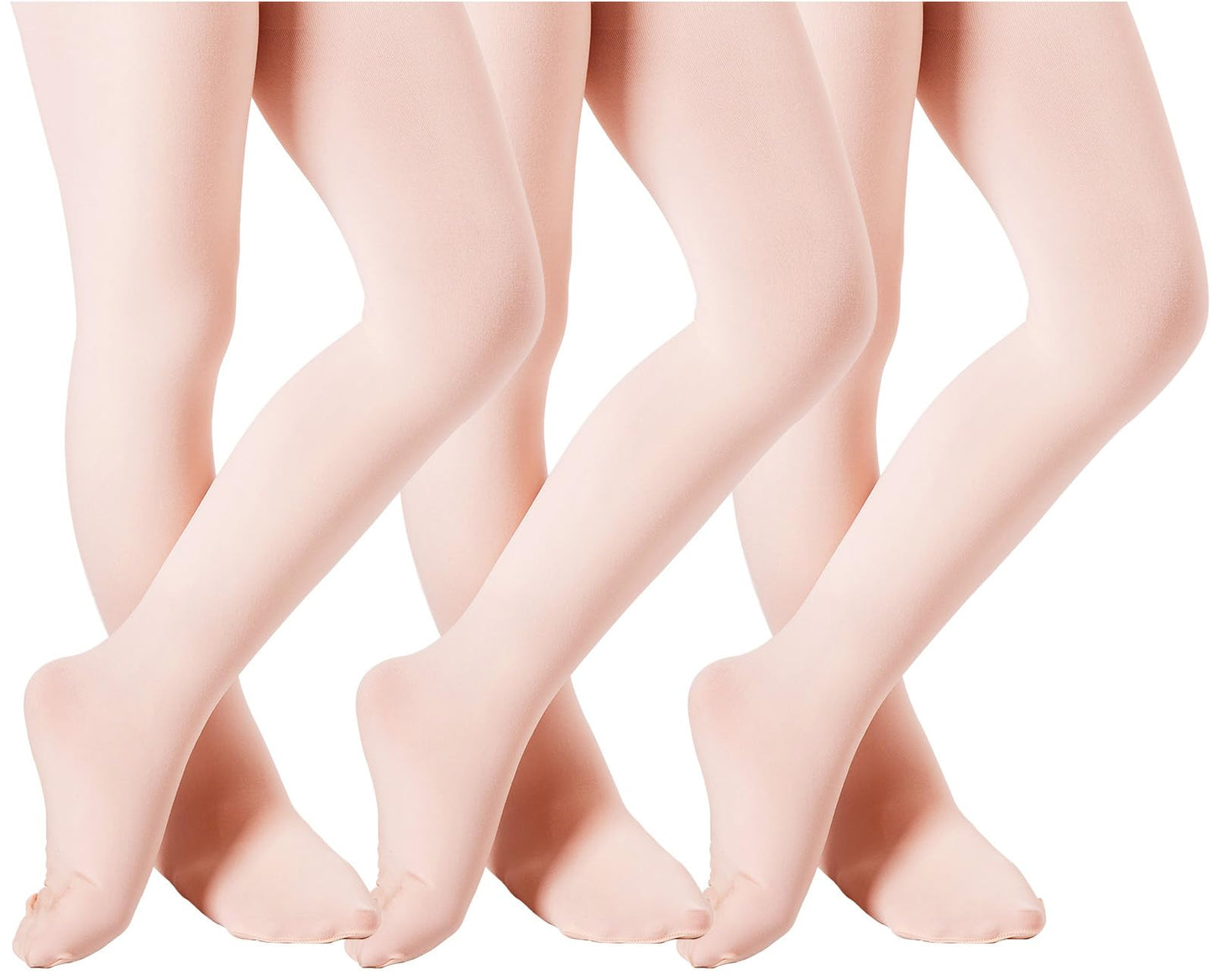 DIPUG Ballet Tights for Girls Dance Tights Toddler Thick Soft Footed Kids Pink Stockings Size 2t 3t, 3 Pack