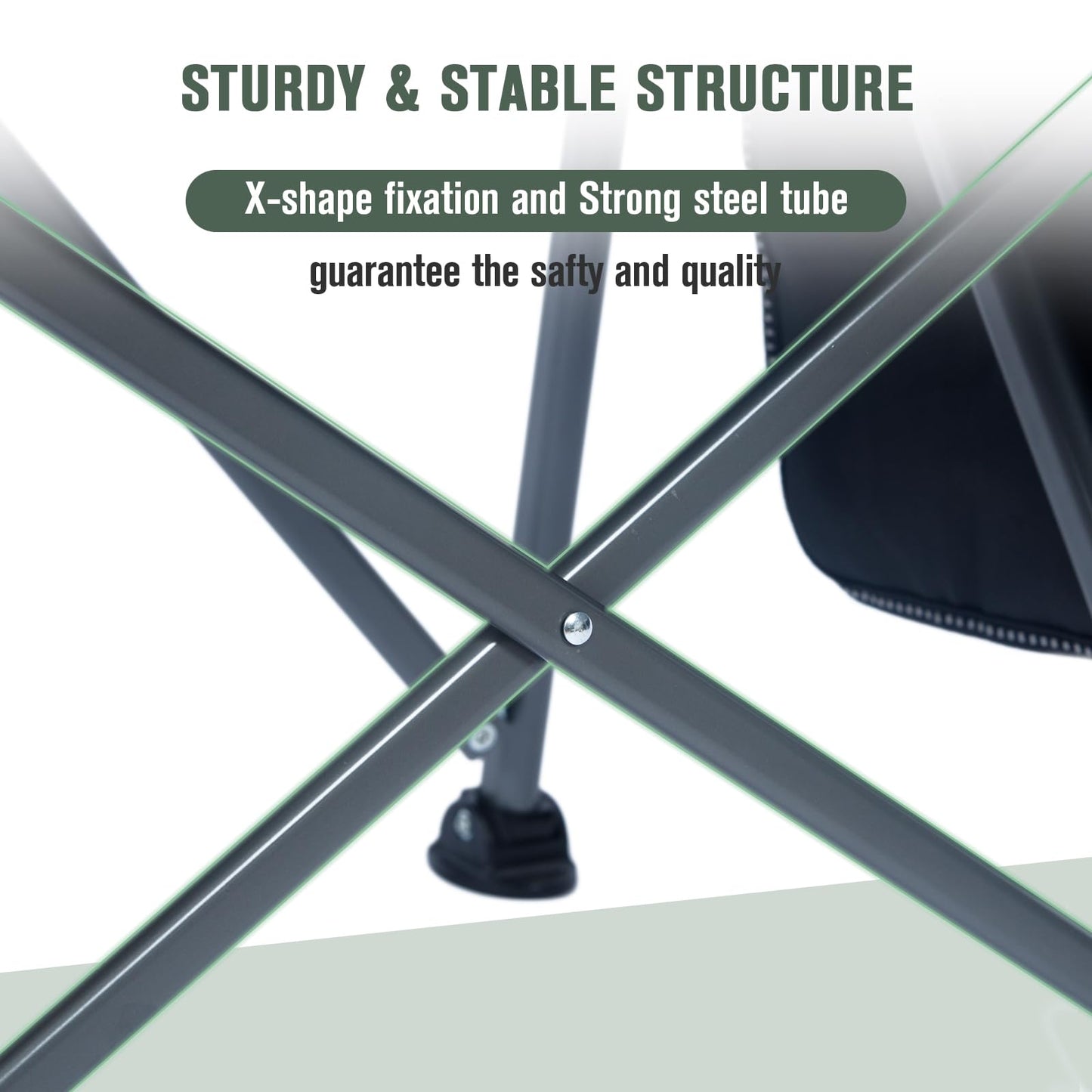 Homcosan Portable Camping Chair Folding Quad Outdoor Large Heavy Duty Support 330 lbs Thicken 600D Oxford with Padded Armrests, Storage Bag, Beverage Holder, Carry Bag for Outside(Grey, 2Pack)