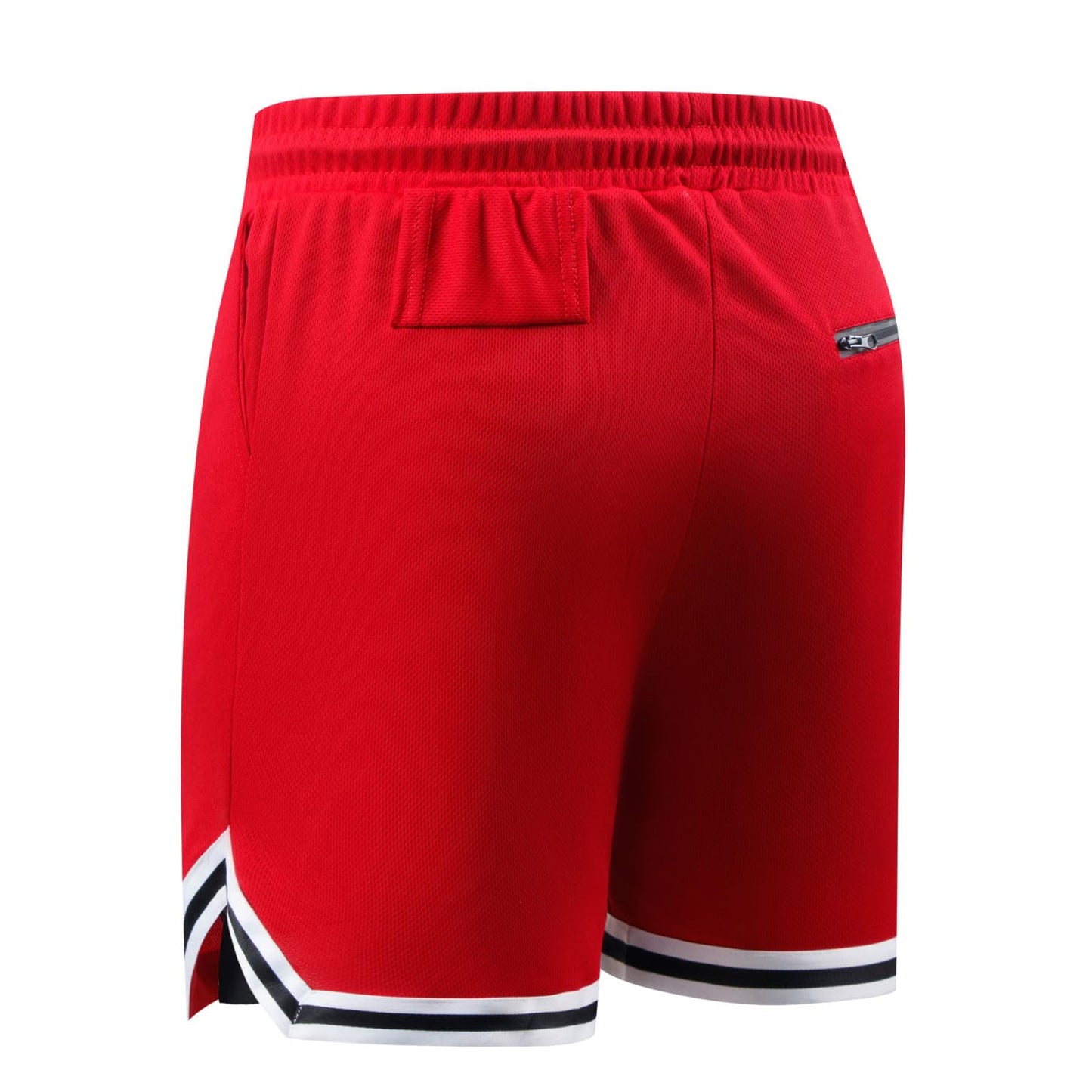 Aserlin Men's Athletic Shorts 2 in 1 Workout Running Shorts with Reflective Zipper Pockets and Towel Loop Gym Mesh Shorts-Red-L