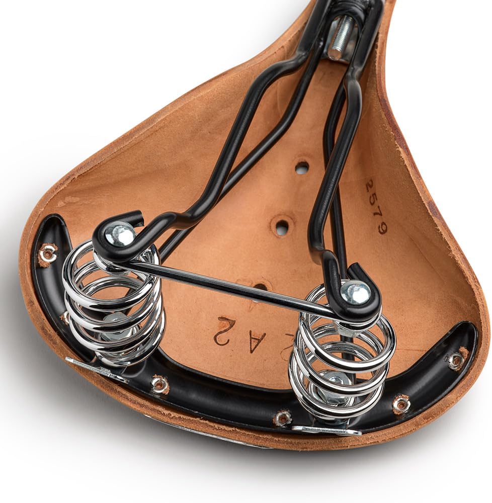 Brooks England B67 Short, Leather Bike Saddle with Suspension Springs