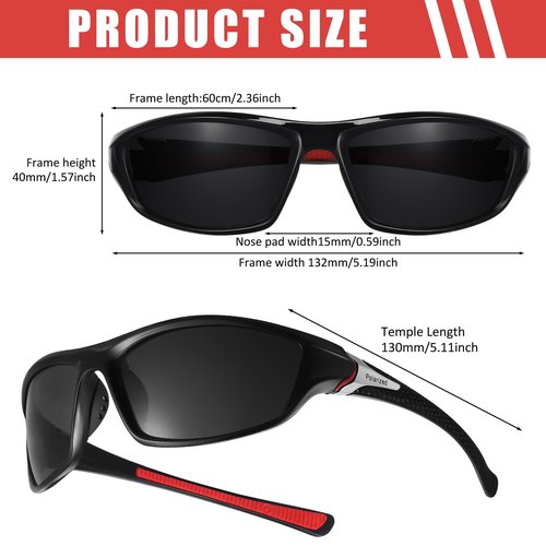 Cindeer 8 Pairs Polarized Sunglasses for Men and Women Sun Glasses with UV Protection Sport Sunglasses for Outdoor Activities (Red, Gray)