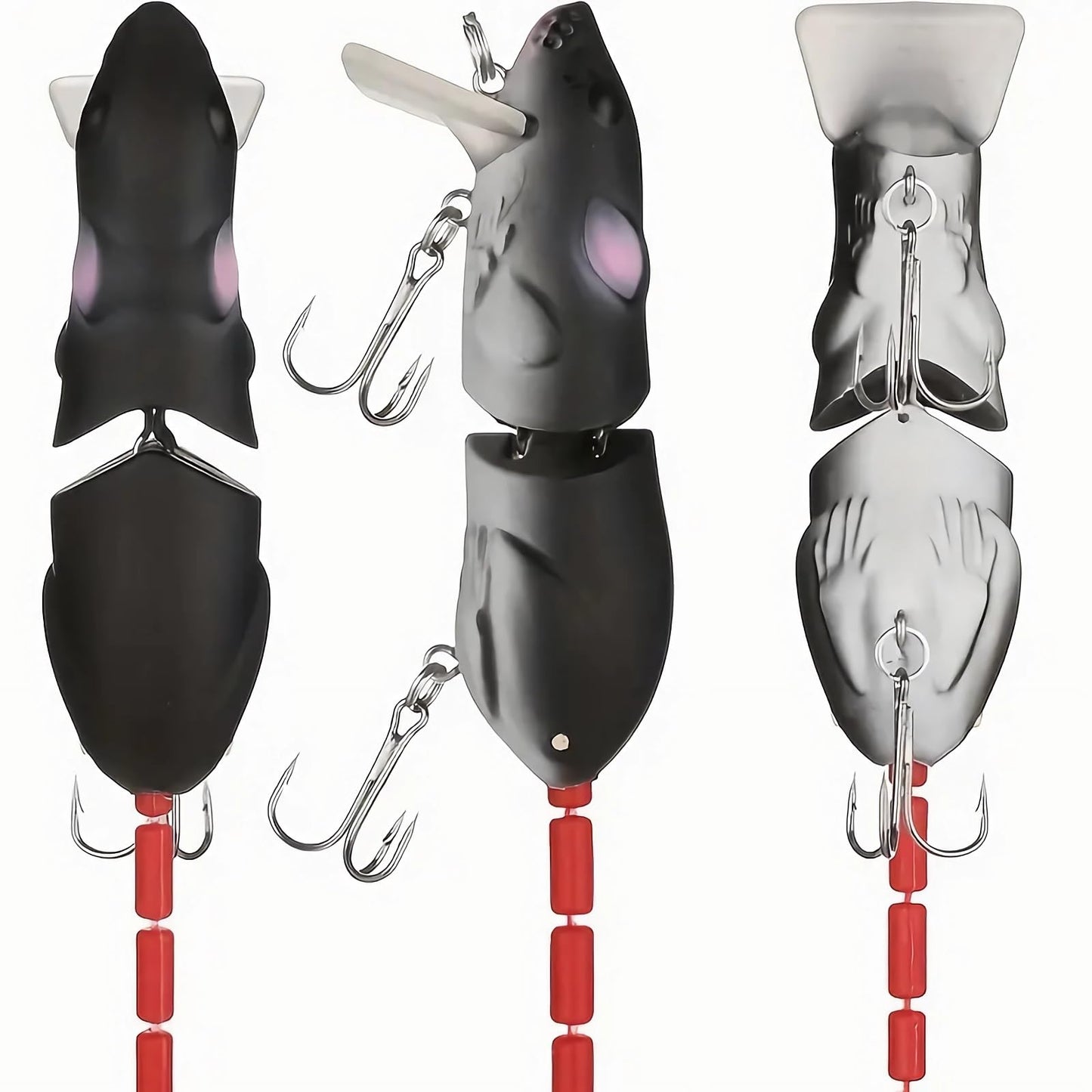 3Pcs Premium Topwater Mouse Fishing Lures for Bass, Bionic Rat Bait,Realistic Bass Attractor - Ideal for Bass Trout, Catfish, Pike, Perch, for Freshwater Saltwater Angling