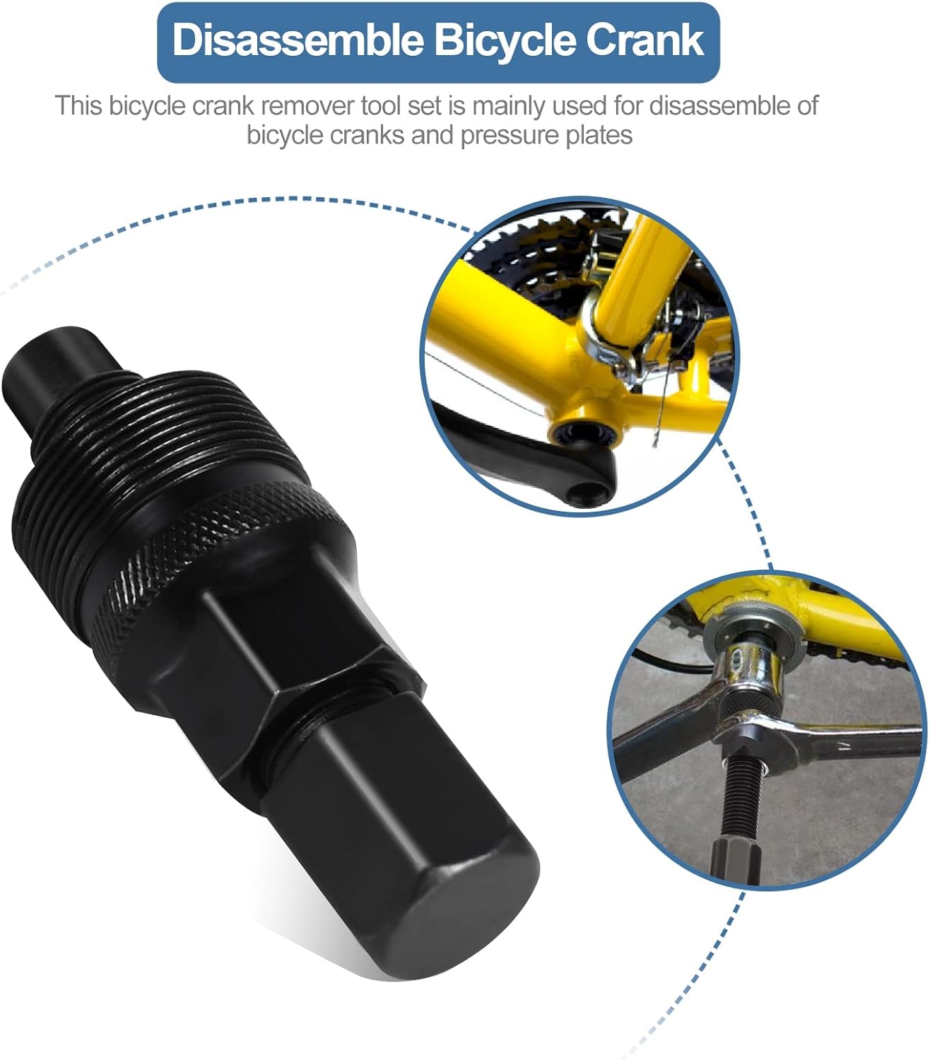 Alomejor Crank Puller Cycling Bracket Freewheel Removal Tool Crankset Crank Arm Puller Maintenance Remover Kits