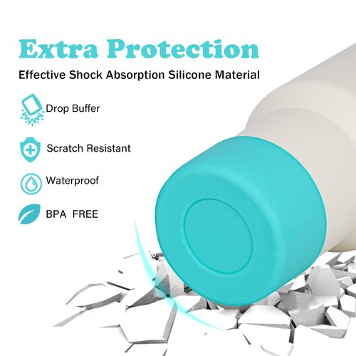QIANHAI Protective Silicone Boots for Stanley Quencher Adventure 40oz Tumbler & IceFlow 30oz 20oz Base Bottom Sleeve, Non-Slip Sport Water Bottle Stanley Cup Accessories (1PinkBlue&1BlueWhite)
