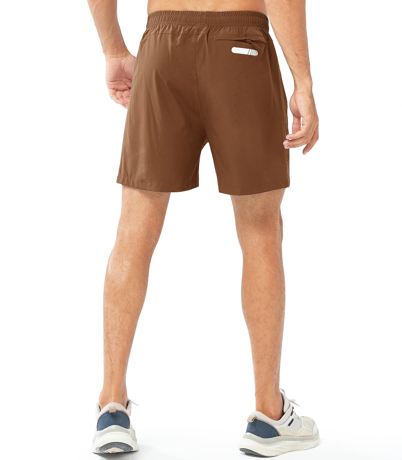 NORTHYARD Men's Athletic Running Shorts Gym Workout 7"/9"/5" Quick Dry Lightweight Sports Basketball Tennis 3 Zipper Pockets BROWN-5inch 3XL