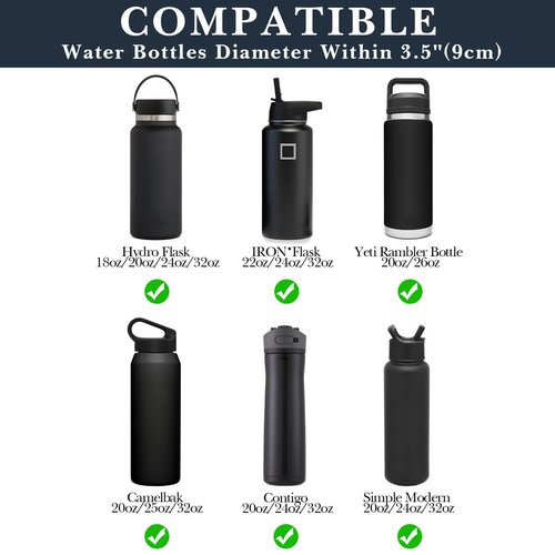 Linkidea Magnetic Water Bottle Sleeve Pouch Compatible with YETI Rambler Bottle 18oz/20oz/24oz/32oz, Hydro Flask Wide Mouth, Magnetically Waterbottle Bag for Gym with Pockets, Black