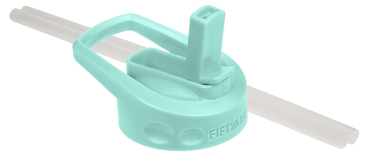 FIFTY/FIFTY A68002BK0 Wide Mouth Cap Lid Water Bottle with Straw, Plastic, Black