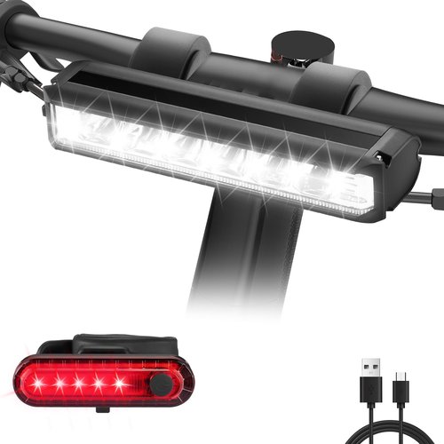 Mooyude High Lumens Super Bright Bike Light for Night Riding, USB Rechargeable Bicycle Headlight, Waterproof Bike Headlight and Taillight, MTB Off-Road Cycling Commuting 620