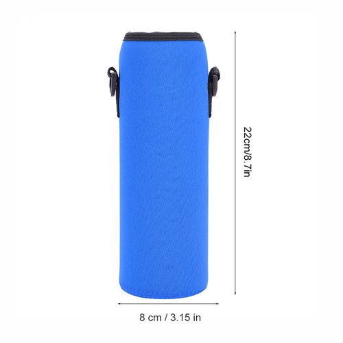 Naroote Water Bottle Holder with Strap, Blue, Sporty, Thermal Keeping Case for 1L Bottle, 7.5-9cm Diameter