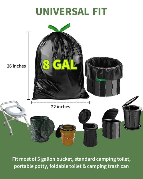 Camping Toilet Bags Poo Gel Set, 25 Count Portable Toilet Bags with 15 Count Camping Toilet Gel, 8 Gallon Composting Toilet Bags Poo Gel for Portable Toilet Camping Outdoor Hiking