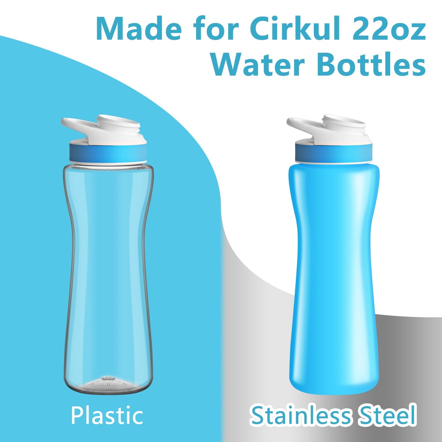 2Pcs Protective Sleeves with Handle for Cirkul 22 oz Water Bottle, Fit for 22 oz Plastic & Stainless Steel Bottles, Anti-slip Cover Made for Cirkul Accessories, Sweat Absorbing Material, Blue & Purple