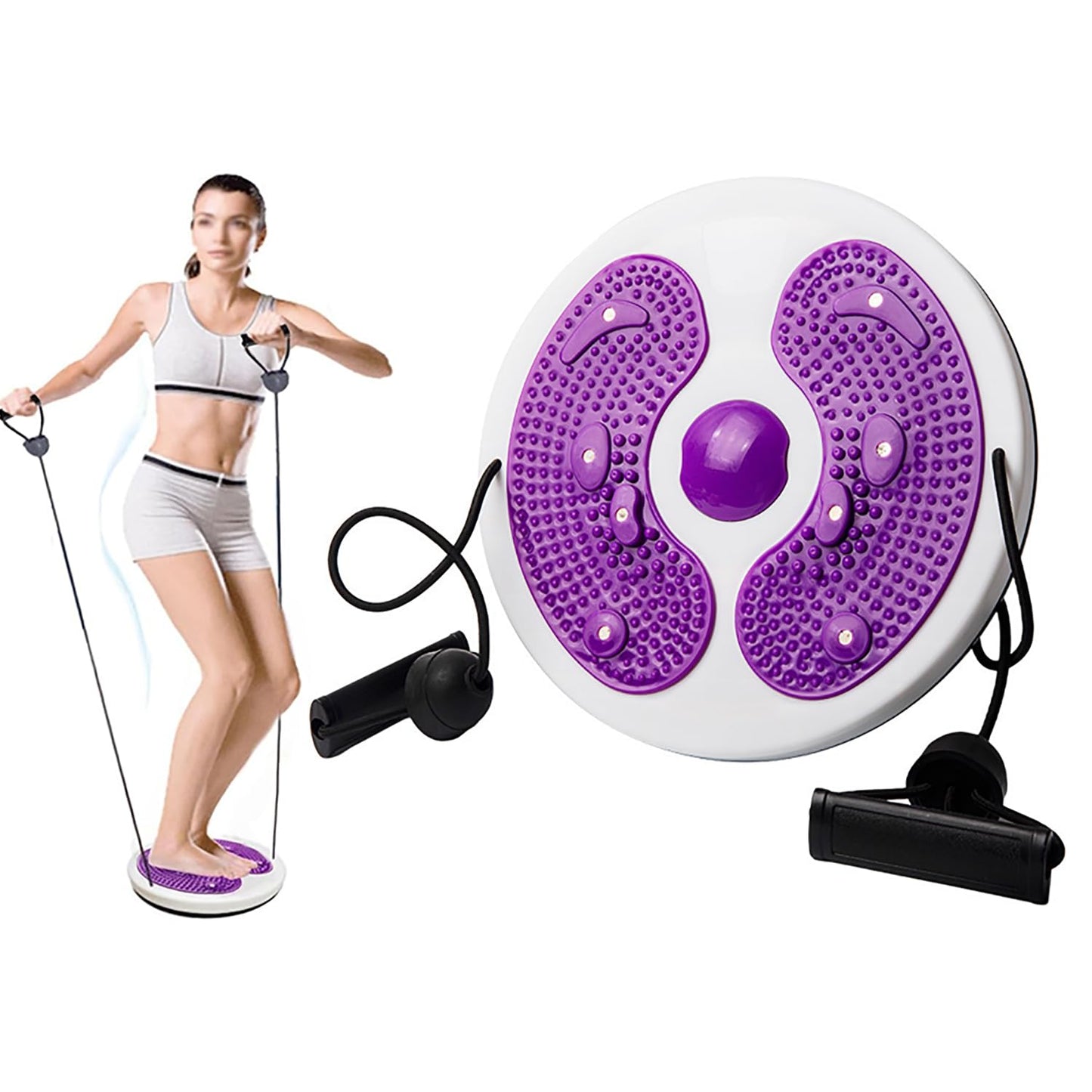Ab Twist Waist Disc Board,Waist Twister for Women Belly Fat with Handles,Waist Slimming Balance Rotating Disc with Massage Foot Sole for Slimming Waist Arms Hips and Thighs (Purple)