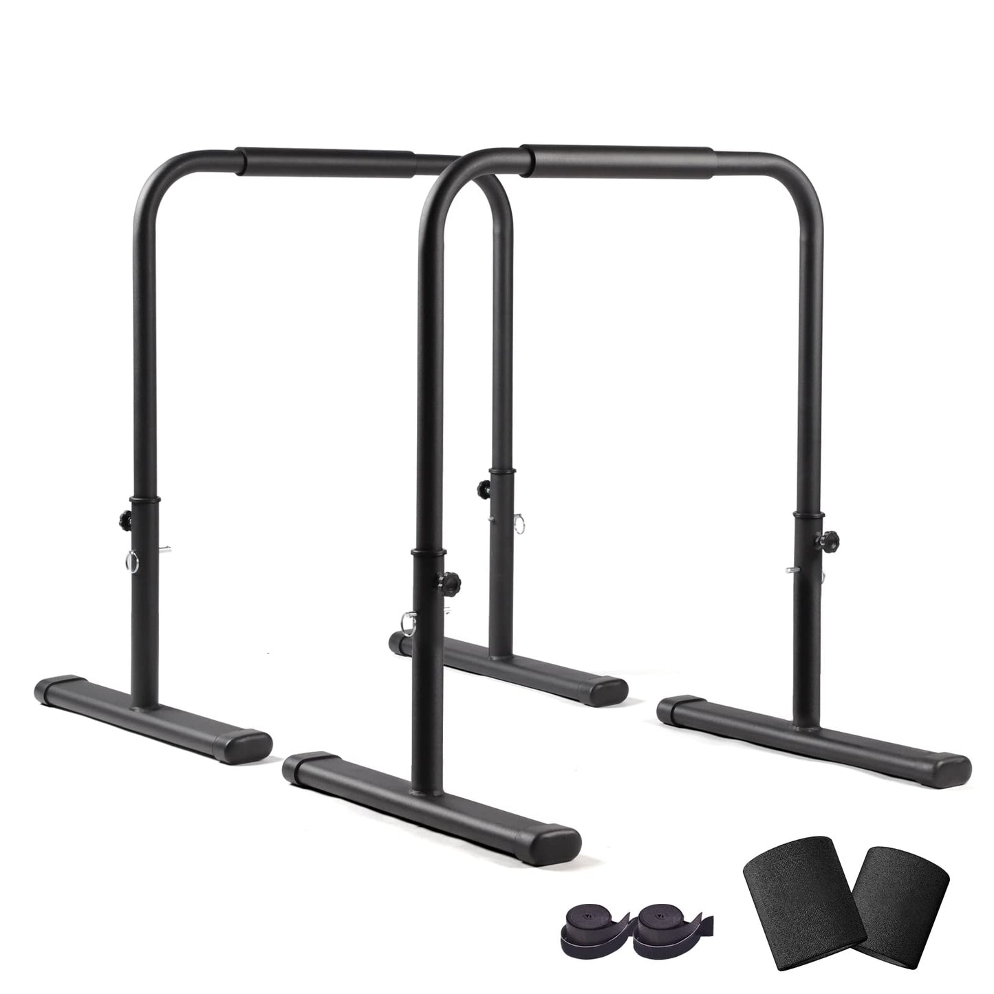Adjustable Dip Bars for Home Gym Workout, Heavy Duty Dip Stands Strength Training Fitness Dip Station Calisthenics for Tricep Dips, L Sits (Black - Adjustable)