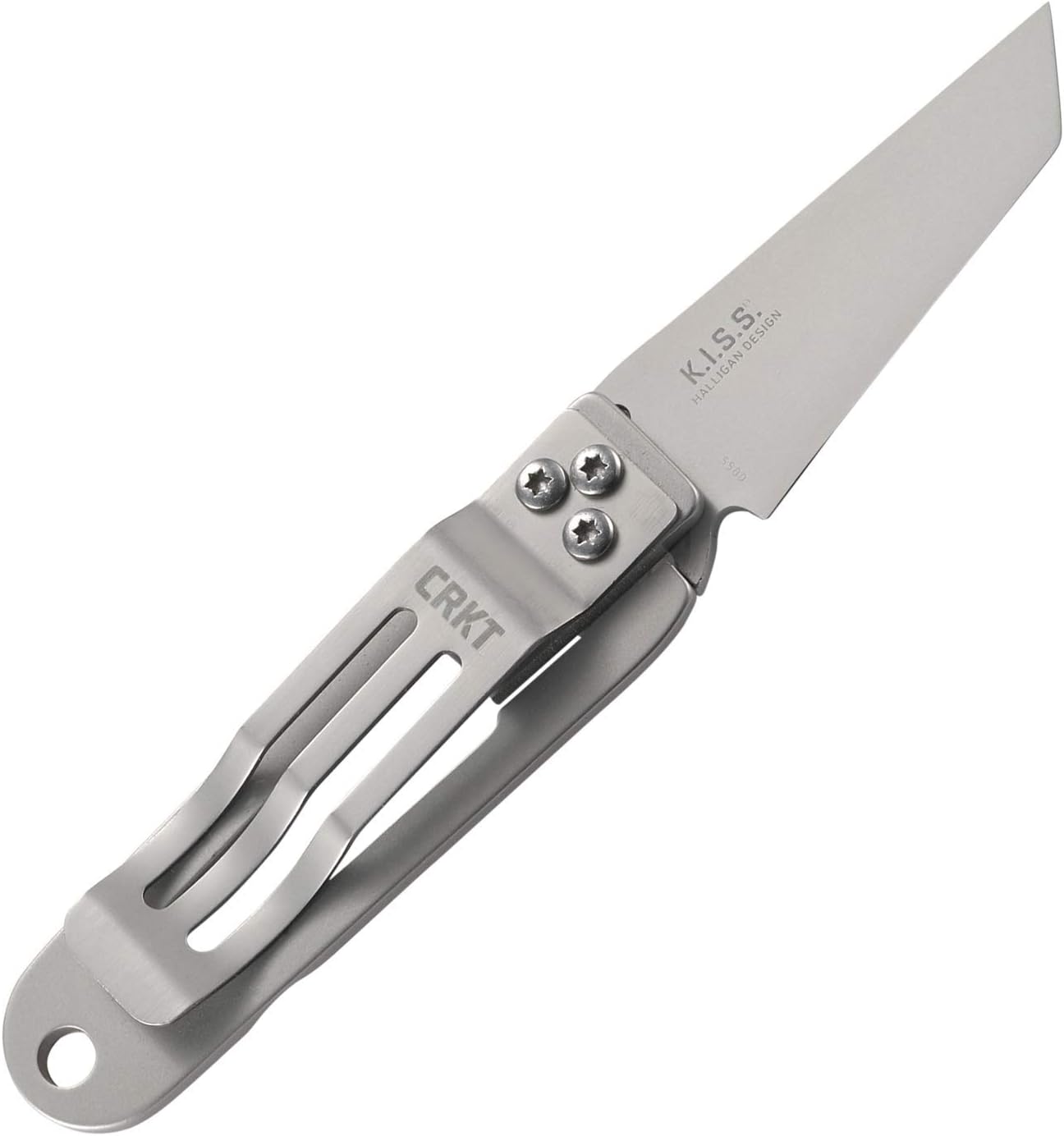 CRKT K.I.S.S. EDC Folding Pocket Knife: Compact Everyday Carry, Dual Grind Tanto, Frame Lock, Skeletonized Handle, Pocket Money Clip 5500, Gray - Plain Edge, One Size