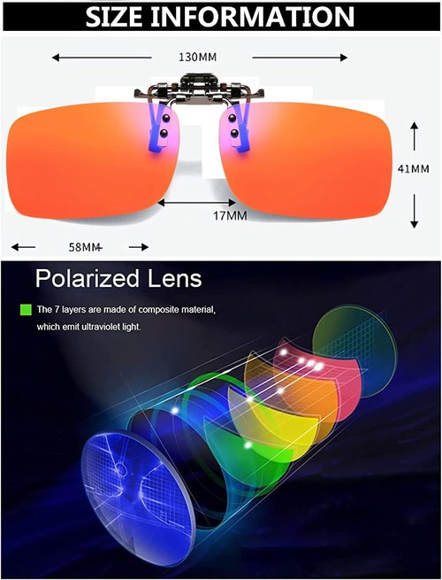 Night Driving Clip on Flip up Polarized Lens For Prescription Glasses, UV Protection Sunglasses Orange + case