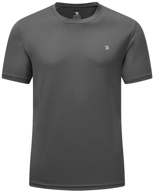 BGOWATU Men's Quick Dry Short Sleeve T-Shirt Rash Guard Swim Shirts Gym Running Workout Active Athletic UPF 50+ UV Tee Shirt Dark Grey Size L