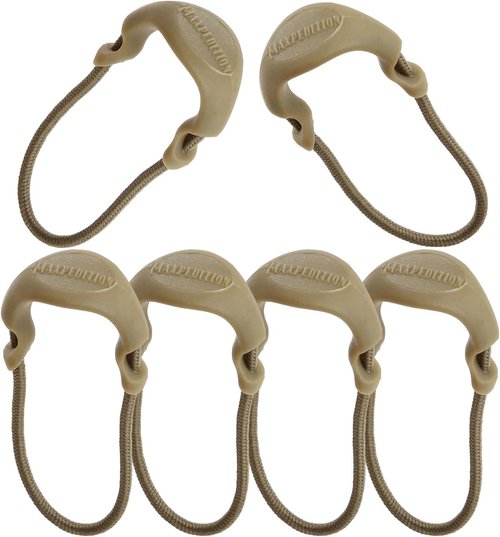 MAXPEDITION Positive Grip Zipper Pulls (Small, Tan) Pack of 6, Zipper Pull Replacement for Tactical Backpack, EDC Pouch, Bug Out Bag & Luggage, Sling Pull Tab, PZSTAN