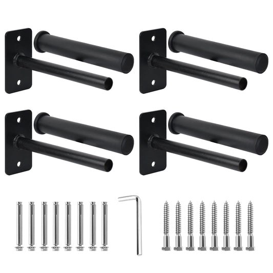 EVERYMATE Weight Plate Holder, Wall Mounted Weight Rack for 1" and 2" Olympic Weight Plates, 4 Pack Home Gym Storage with 8pcs Steel Expansion Bolts, Weight Storage Racks