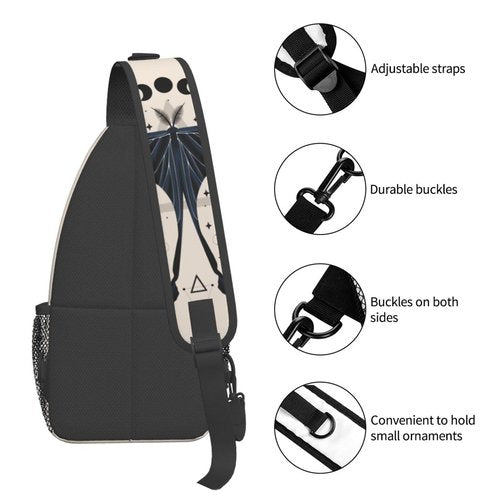 PETTDY Moon Moth Sling Bag For Men Women Shoulder Backpack Chest Bags Crossbody Daypack For Hiking Camping Outdoor Trip