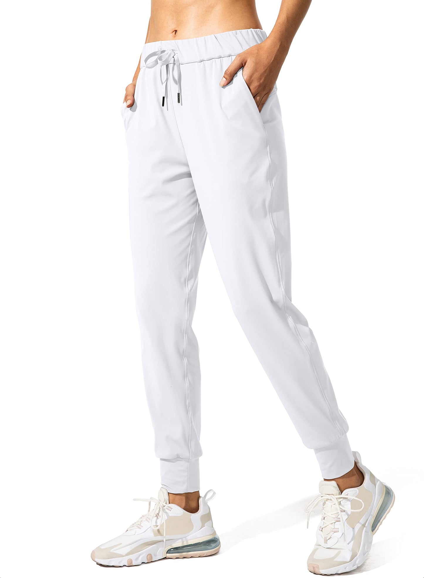 SANTINY Women's Joggers Pants Pockets Drawstring Running Sweatpants for Women Lounge Workout Jogging(White_XXL)