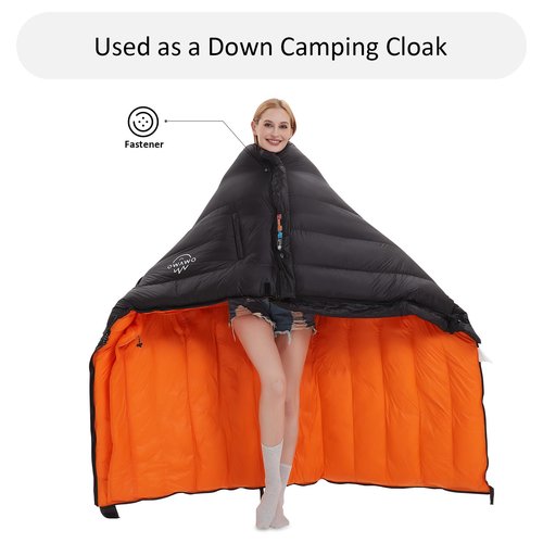 OMVMO 20 Degrees F Down Sleeping Bag for Adults, Ultra-Light & Compact, Wearable with Arm Holes, 4-Season Envelope Down Fiber Sleeping Bag for Backpacking & Camping