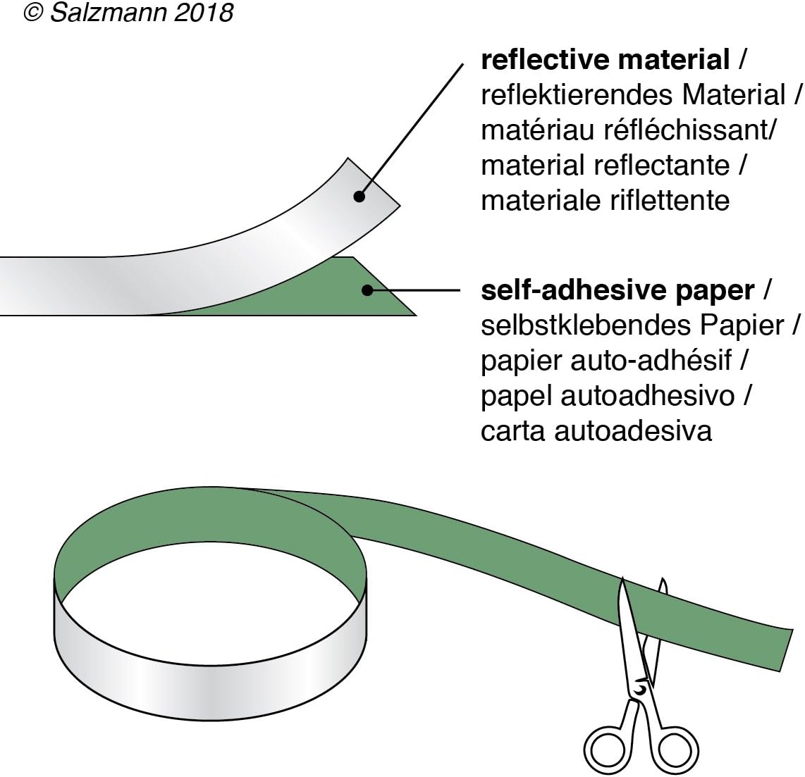Salzmann Reflective Tape - Universal High Visibility Tape for Backpacks, Helmets, Bikes, Cars, etc. - Made with 3M Scotchlite