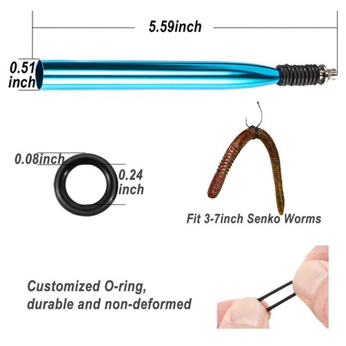 SIWRIOM Wacky Rig Tool with 110pcs Fishing O-Rings, Wacky Worm Rigging Tool Kit for Senko, Fishing Ring Rigging Tools for Clip Soft Baits Worms with Keychain Lanyard Fishing Bait Rigs