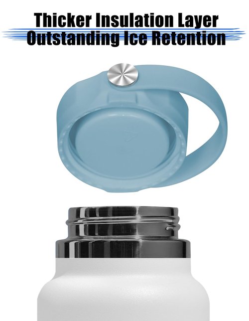 Insulation Lid for Hydroflask Wide Mouth 32 40 64 oz, Flex Handle Cap for Hydro Flask Lid Replacement Accessories, Rain - Dishwasher Safe