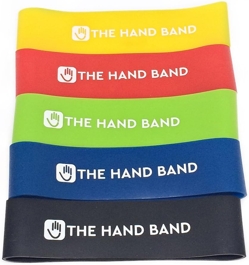 THE HAND BAND – hand exerciser and hand strengthener set - 10 finger resistance bands perfect for extensor training, forearm, hand and finger strength, hand health and injury rehabilitation