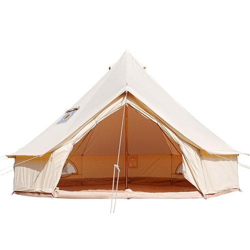 VANFOND Canvas Bell Tent with Stove Jack, Waterproof and Breathable Wall Tent for Glamping and Camping Parties - Detachable Groundsheet (Beige, 10ft(3m))