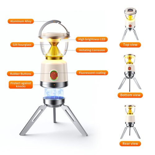 Camping Lantern, Aluminum Alloy Battery Powered Camping Lights, 5 Modes Battery Operated Lantern，Portable Flashlight for Power Outages, Emergency, Hurricane, Hiking