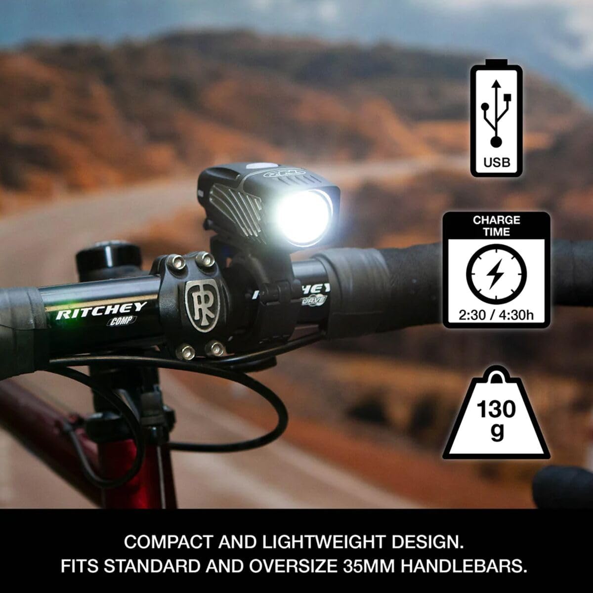 NiteRider Lumina Micro 650 Lumen USB Rechargeable Front Bike Light – 5 Modes Compact LED Headlight Helmet Mount IP64 Waterproof Road Cycling MTB Commuter Night Riding Safety Easy Mount Bicycle Light