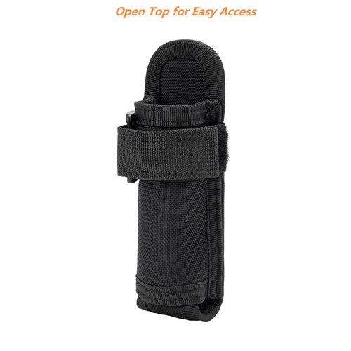 TACNEX Open Top Flashlight Holder Nylon Pouch Duty Belt MOLLE Torch Holster Tactical Light Carry Case Tool Carrier Gear Sheath Belt Clip Strap (Short(Height: 5"))