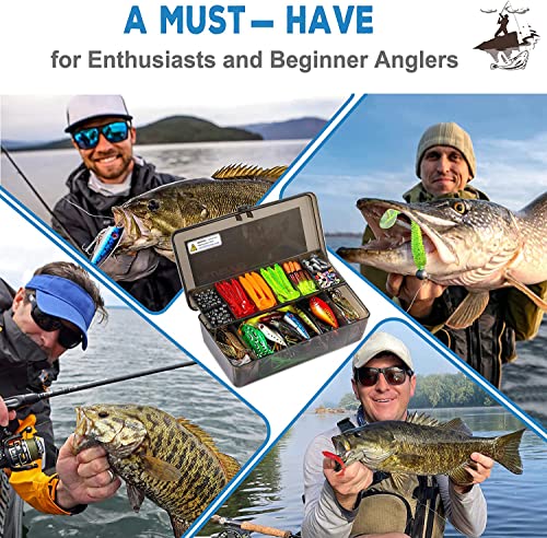 292PCS Fishing Lures & Accessories Kit - Saltwater & Freshwater Tackle Box with Topwater, Spinnerbaits, Hooks, Crankbaits