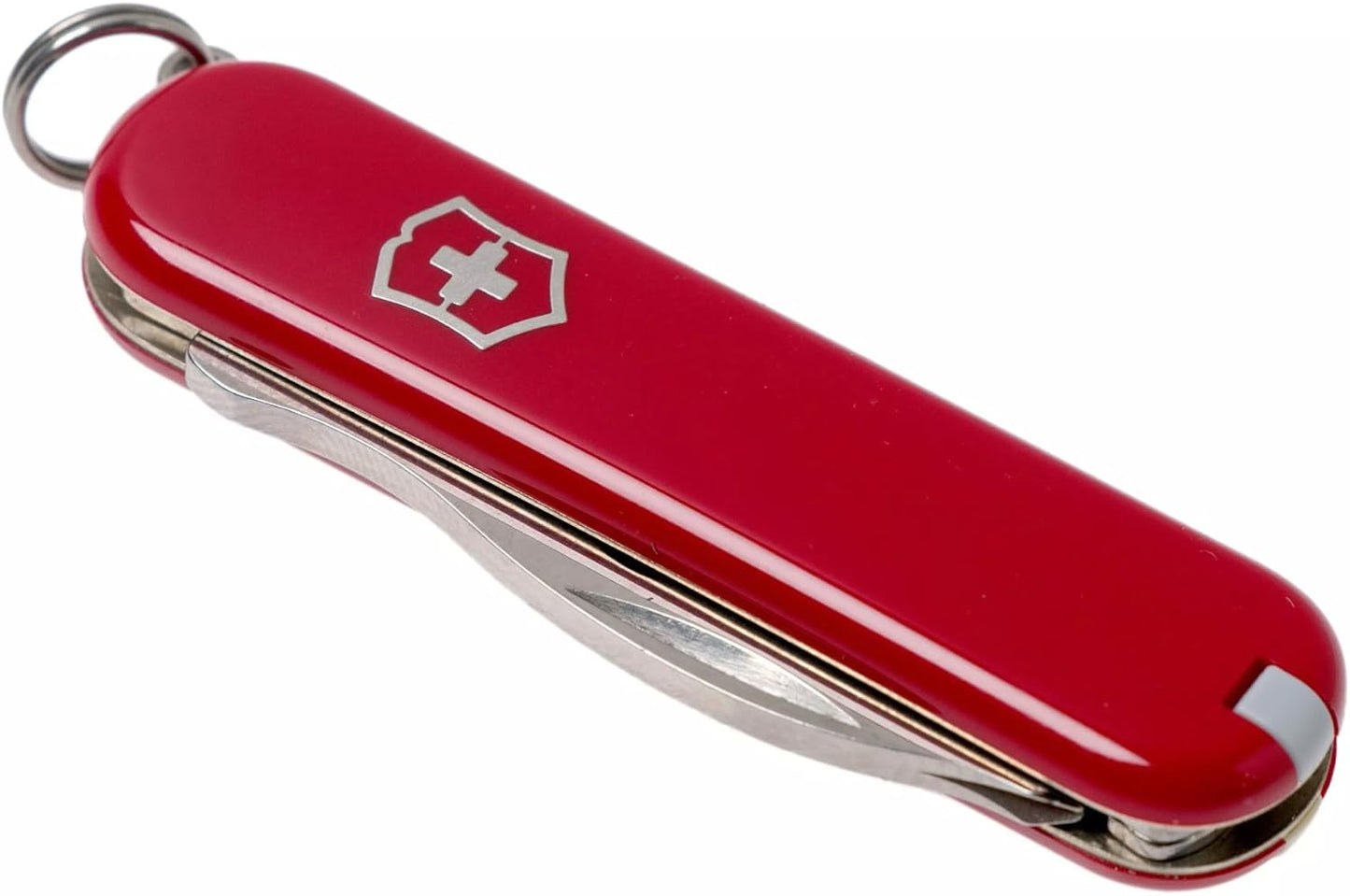 Victorinox Jetsetter Swiss Army Knife, Compact 7 Function Swiss Made Pocket Knife with Scissors, Magnetic Phillips Screwdriver and Key Ring – Red
