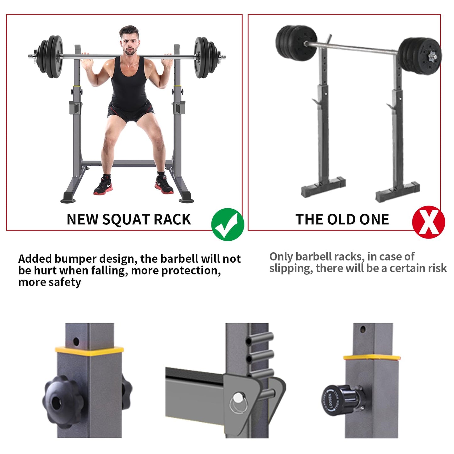 Adjustable Squat Rack,Multi-Function Barbell Rack for Weight Lifting and Home Gym Fitness Workout Portable Squat Bench Press