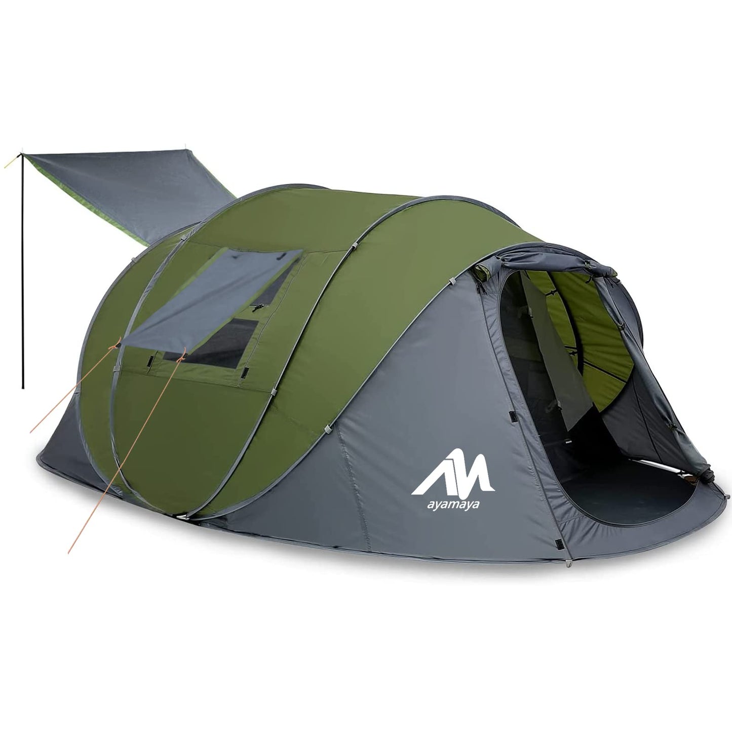 6 Person Pop Up Tents for Camping - AYAMAYA Waterproof Instant Tent Upgraded 2 Doors with Vestibule & Porch, Double Layer Large Size Family Easy Tent Automatic Setup for 4-6 People Camping Hiking