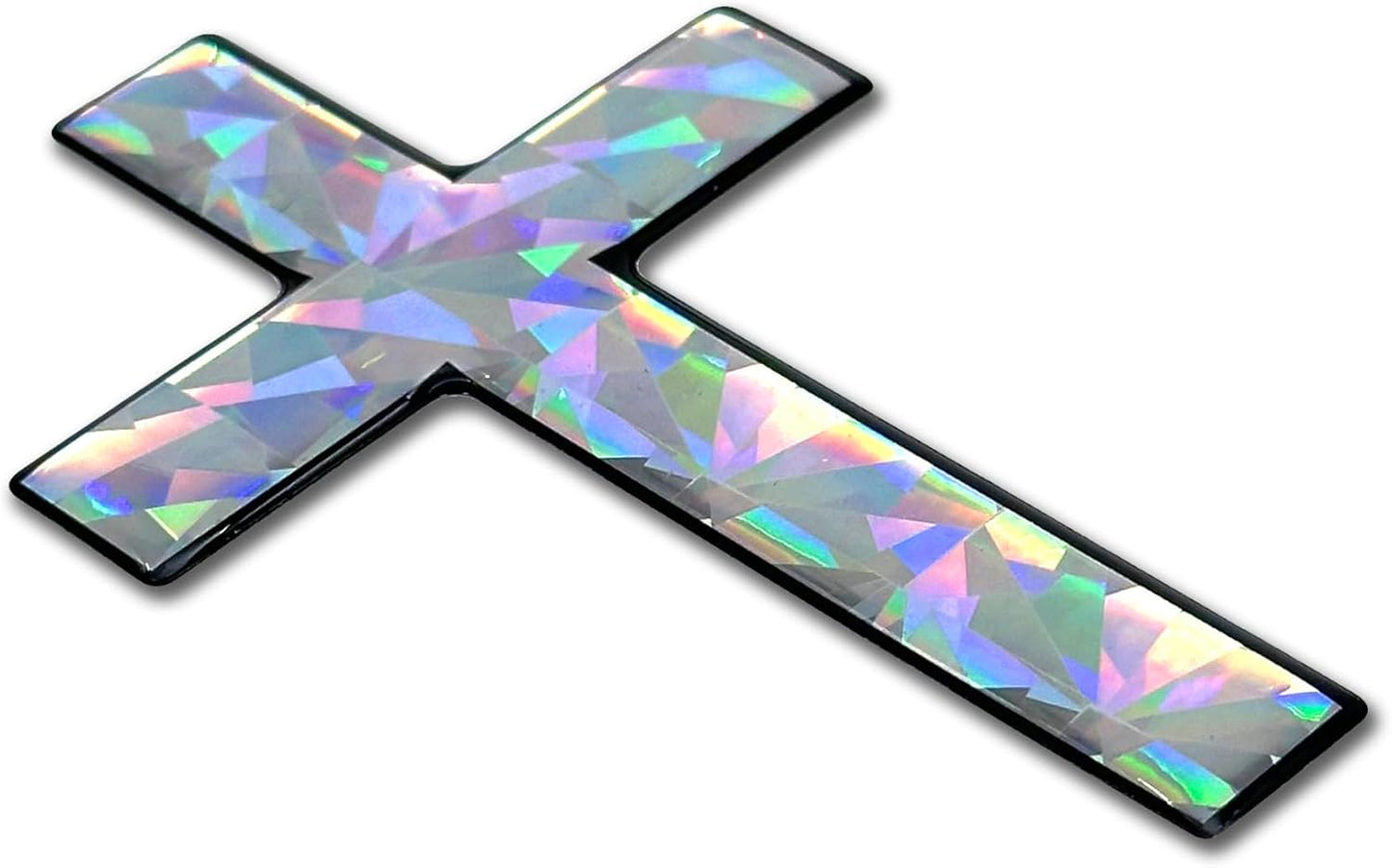 Elektroplate Christian Cross (Tapered) Reflective Domed Decal (3.25" x 2.5") Premium Automotive-Grade 3D All Weather Vinyl Sticker for Car, Water Bottle, Laptop, Phone & More | Made in The USA