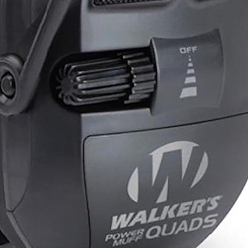 WALKER'S Ultimate Power Muff Quads - Hearing Protection Noise Reduction 26dB NRR Hunting Gun Range Shooting Electronic Earmuffs with AFT, 2 AAA Batteries Included