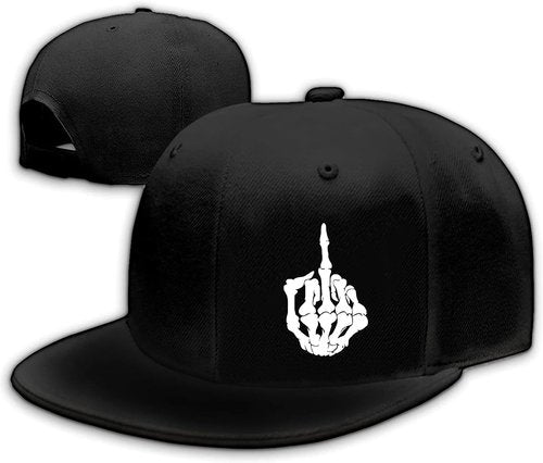 Skeleton Hand Hat Skull Finger Flat Bill Hats for Men Snapback Hat Baseball Cap for Boy Adjustable Cool Rock N Roll Caps for Mens Dad Hip Hop Snap Back Black