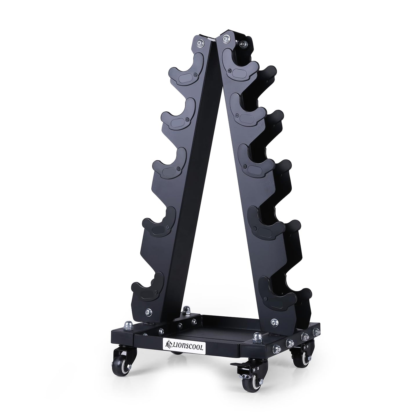 LIONSCOOL Premium Dumbbell Rack Only, with Side Racks for Neoprene/Vinyl Coated Dumbbells Only (Small, 200 LBS)