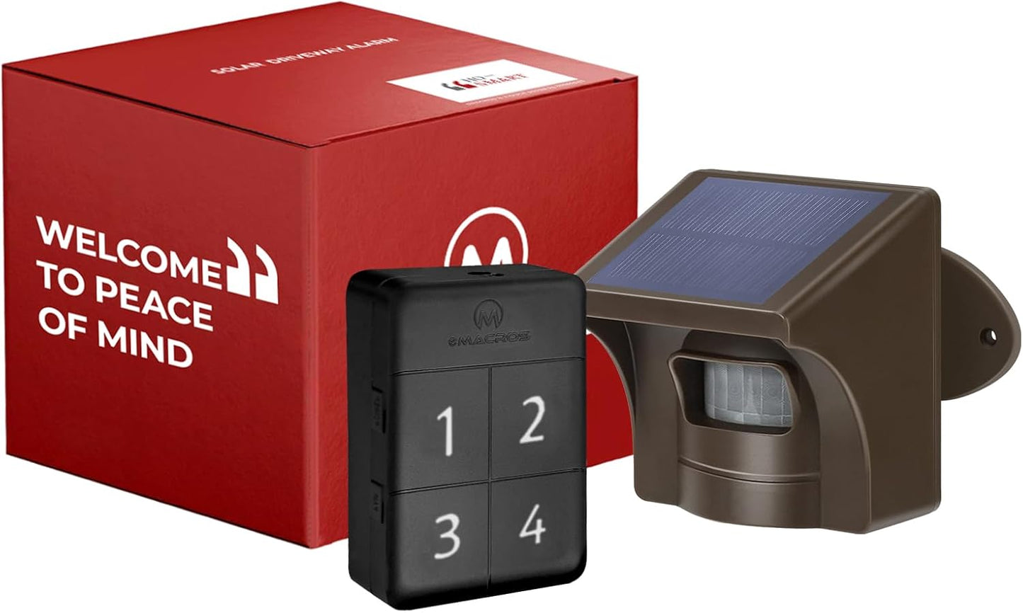 eMACROS Pro 4 Solar Driveway Alarm with App,1/2 Mile Range, Perfect for Use with Home Security Cameras, Rechargeable Base Station with 7-Day Backup Power & 58 Chimes, Idea Gifts for Parents (2025 New)