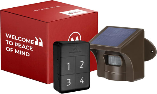 eMACROS Pro 4 Solar Driveway Alarm with App,1/2 Mile Range, Perfect for Use with Home Security Cameras, Rechargeable Base Station with 7-Day Backup Power & 58 Chimes, Idea Gifts for Parents (2025 New)