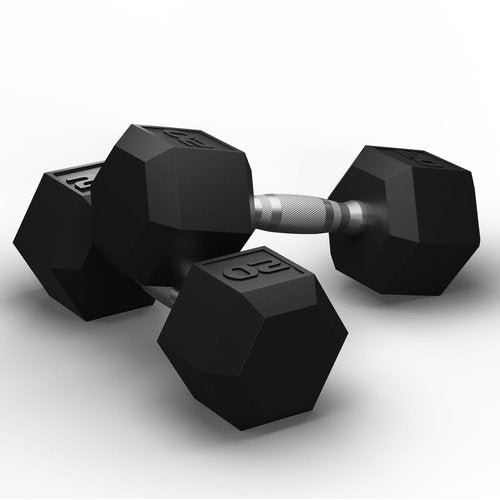 GRETERST Hex Dumbbells Set Rubber Coated Hand Weights Exercise & Fitness for Home Gym Workouts Weight Strength Training, Set of 2, Black, 20LB
