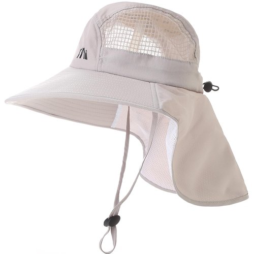 LMLALML Womens Sun Hats Hiking Fishinghat Wide Brim UPF 50+ UV Protection Gardening Hats with Large Neck Flap for Womens and Young Girls Light Gray