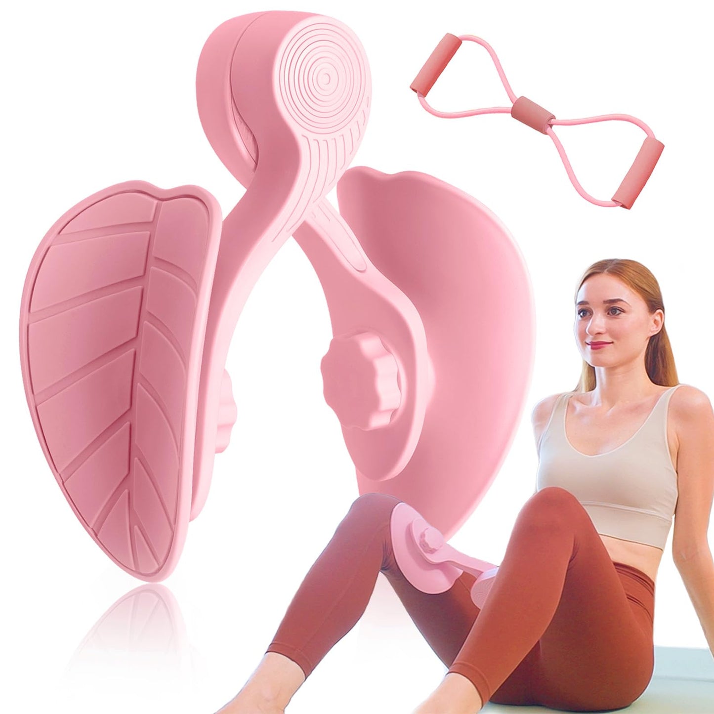 homimanor 26lb Thigh Trainer Thigh Exerciser, Hip & Inner Thigh Exercise Equipment, Pelvic Floor Muscle Trainer with Figure 8 Resistance Band for Arm Leg, Kegel Exercise Products for Women, Pink